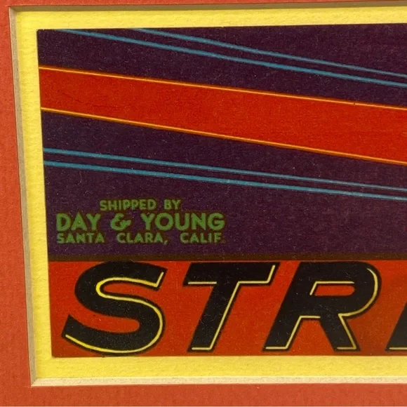 Vintage Rare Original Fruit Crate Label Day & Young Streamline Cherries Art Deco